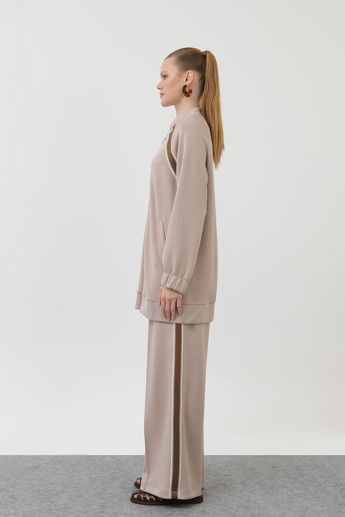 Zippered Shoulder Stripe Detailed Trouser Suit – Brand: Puane – Women & Kids, Baby Clothes Wholesale – TheBS Women