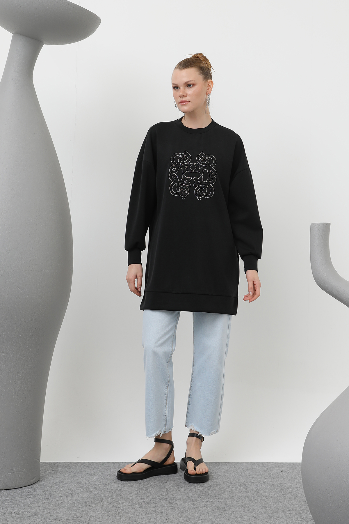 Women's Front Glued Stone Detailed Tunic - Brand: Puane - Women & Kids, Baby Clothes Wholesale - TheBS Women