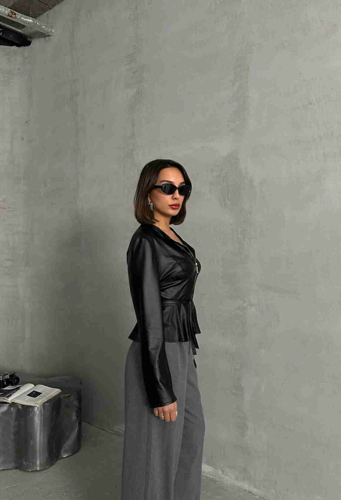Slim Leather Jacket With Black Zipper - Brand: Topshow - Women & Kids, Baby Clothes Wholesale - TheBS Women