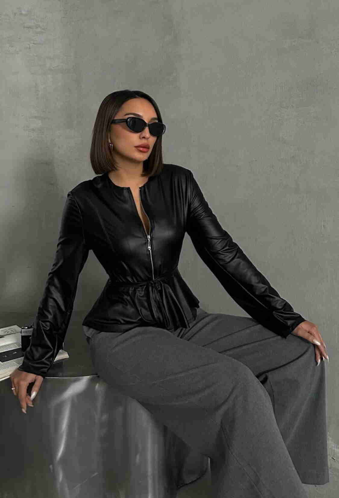 Slim Leather Jacket With Black Zipper - Brand: Topshow - Women & Kids, Baby Clothes Wholesale - TheBS Women