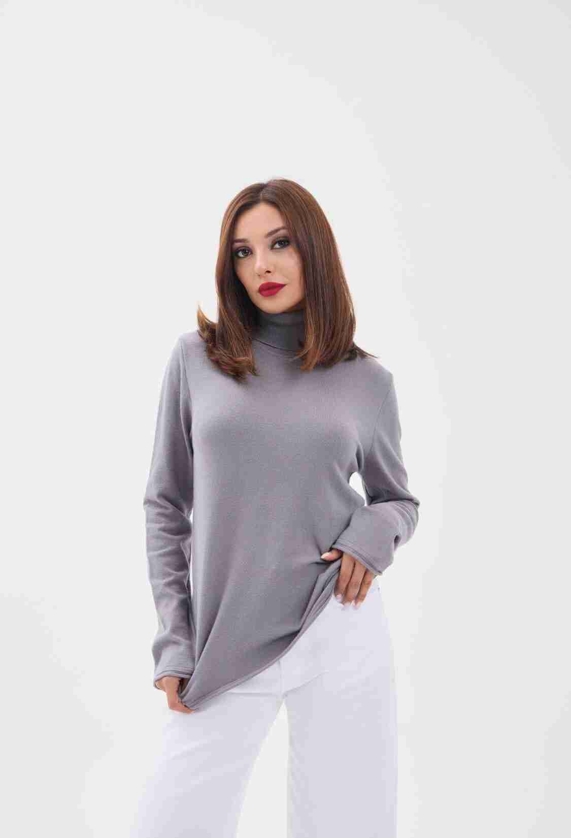 Knitwear Plain Turtleneck Casual - Gray - Brand: Fame - Women & Kids, Baby Clothes Wholesale - TheBS Women