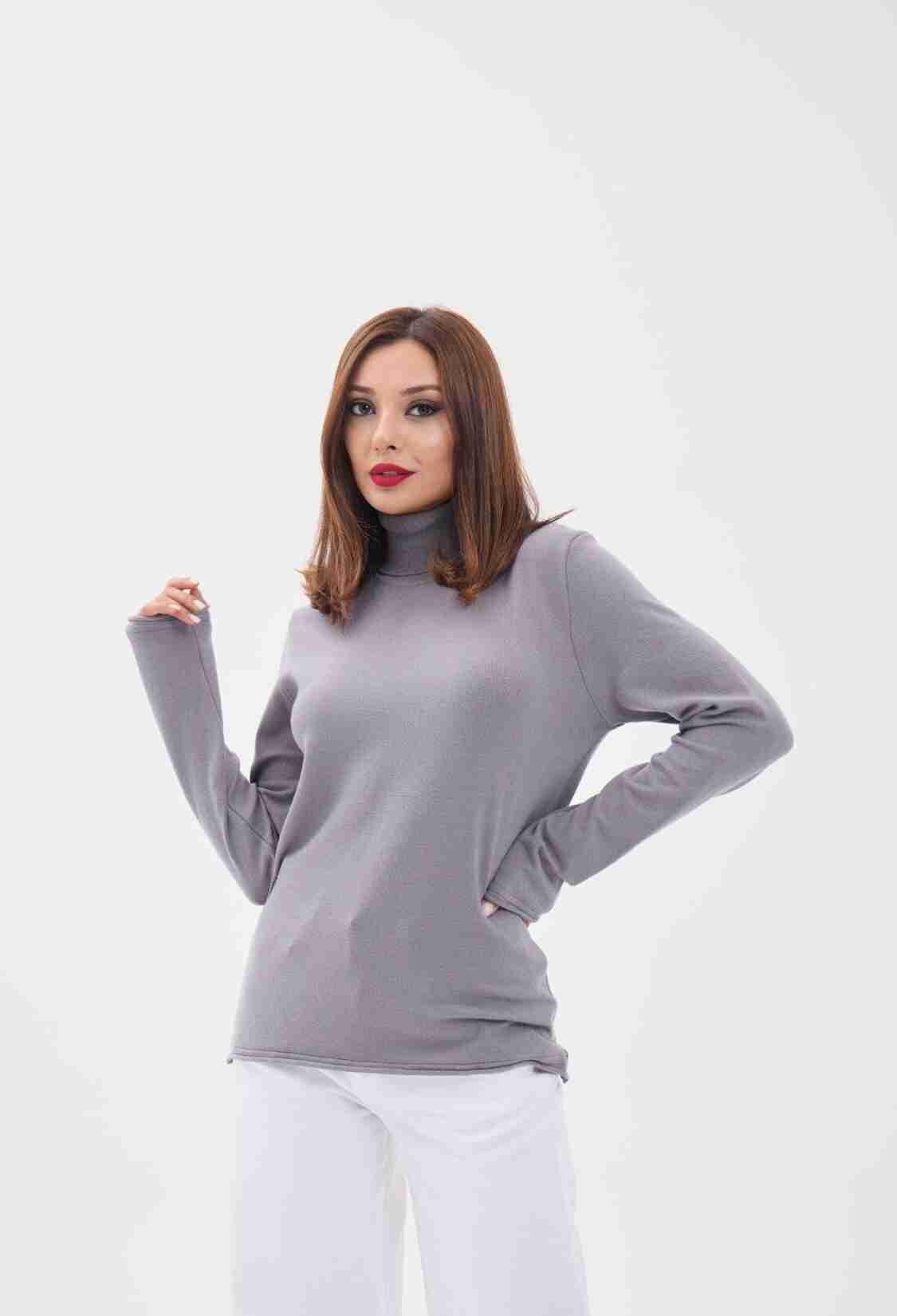 Knitwear Plain Turtleneck Casual - Gray - Brand: Fame - Women & Kids, Baby Clothes Wholesale - TheBS Women