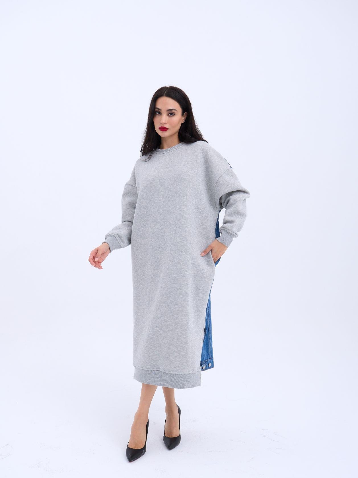 Long Sweat Dress - Gray - Brand: Fame - Women & Kids, Baby Clothes Wholesale - TheBS Women