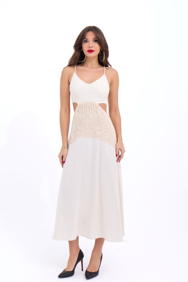 Dress - Beige - Brand: Fame - Women & Kids, Baby Clothes Wholesale - TheBS Women