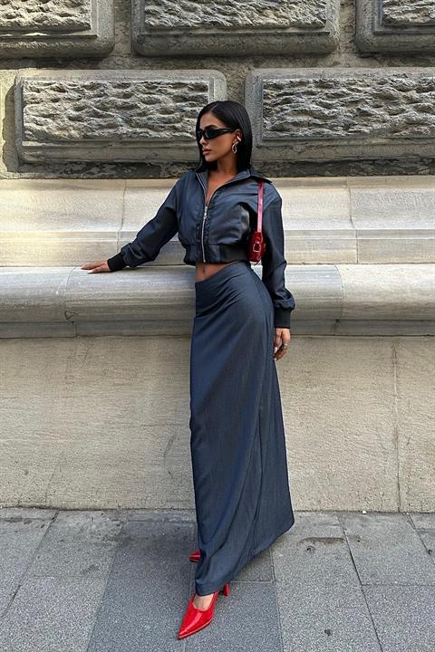 Leather Detailed Jacket And Skirt Set - Brand: Sobe Istanbul - Women & Kids, Baby Clothes Wholesale - TheBS Women