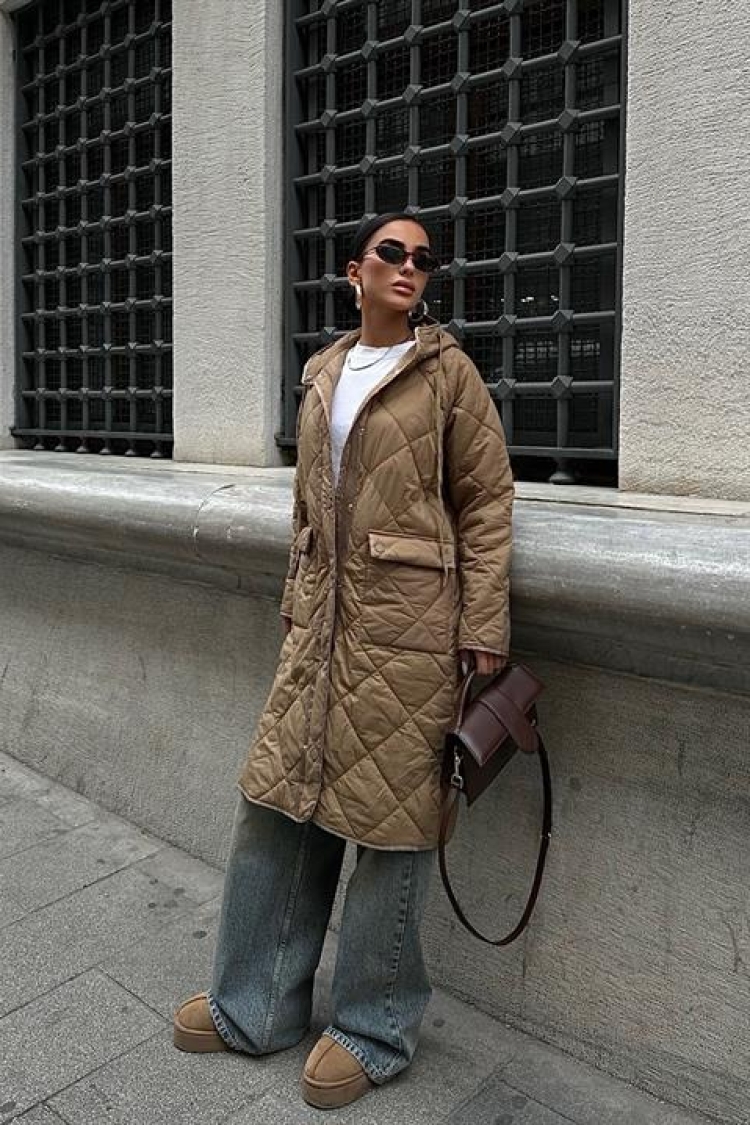 Zippered And Hooded Long Quilted Coat - Brand: Sobe Istanbul - Women & Kids, Baby Clothes Wholesale - TheBS Women