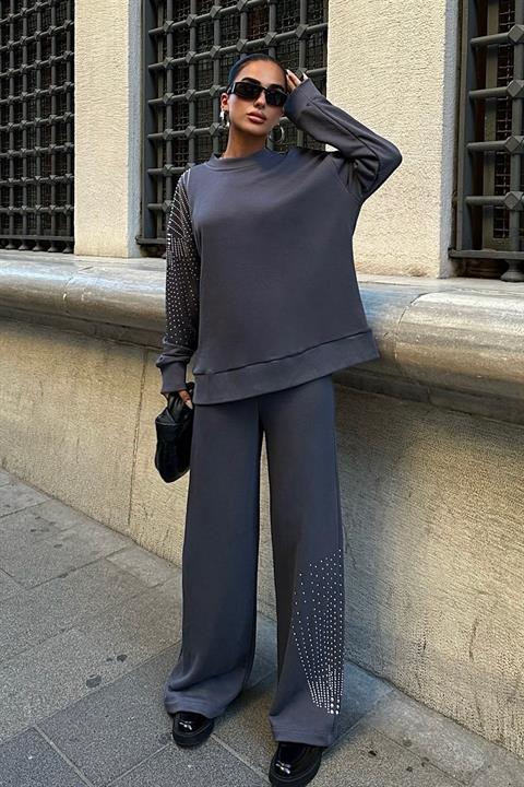 Casual Two Piece Suit - Smoke - Brand: Sobe Istanbul - Women & Kids, Baby Clothes Wholesale - TheBS Women