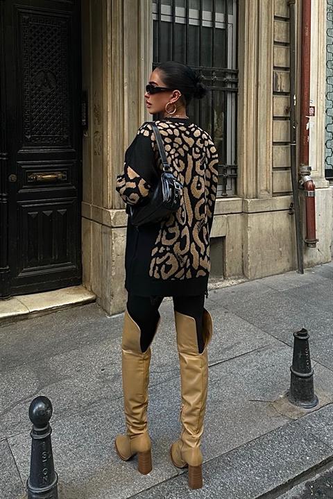 Leopard Patterned Ripped Detailed Sweater - Brand: Sobe Istanbul - Women & Kids, Baby Clothes Wholesale - TheBS Women