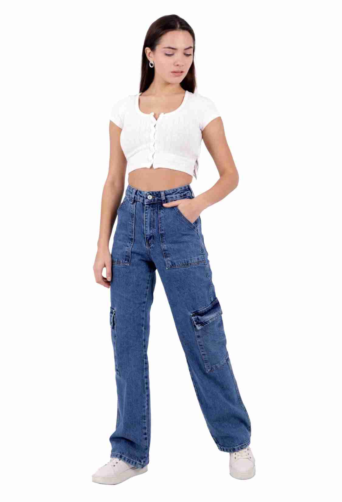 Cargo Pocket Wide Leg Jeans - Brand: XLove - Women & Kids, Baby Clothes Wholesale - TheBS Women