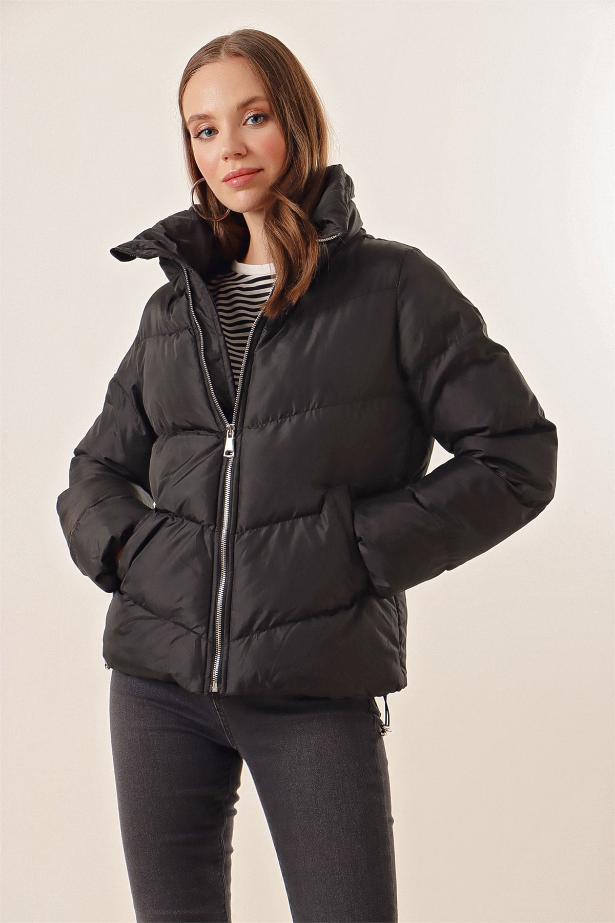 Stand Collar Zippered Puffer Jacket - Brand: Bigdart - Women & Kids, Baby Clothes Wholesale - TheBS Women