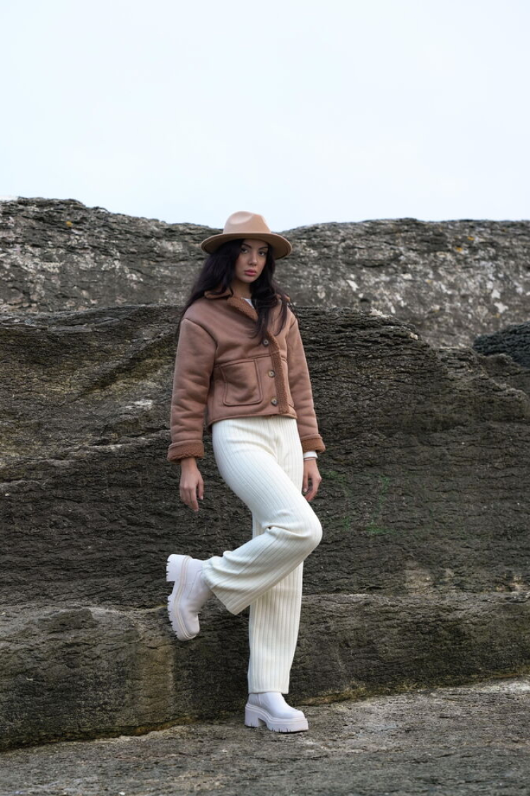F 1553 Nubuck Collar Fur Coat - Brand: Topshow - Women & Kids, Baby Clothes Wholesale - TheBS Women