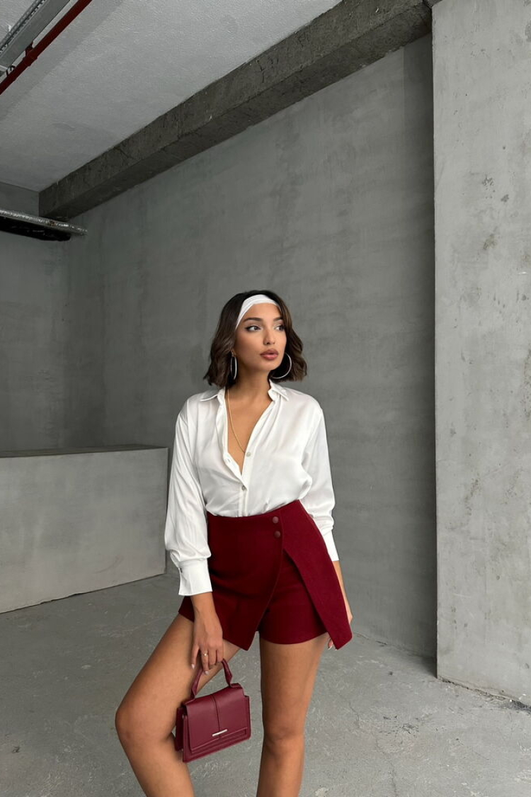 Burgundy Stone Detailed Skirt - Brand: Topshow - Women & Kids, Baby Clothes Wholesale - TheBS Women