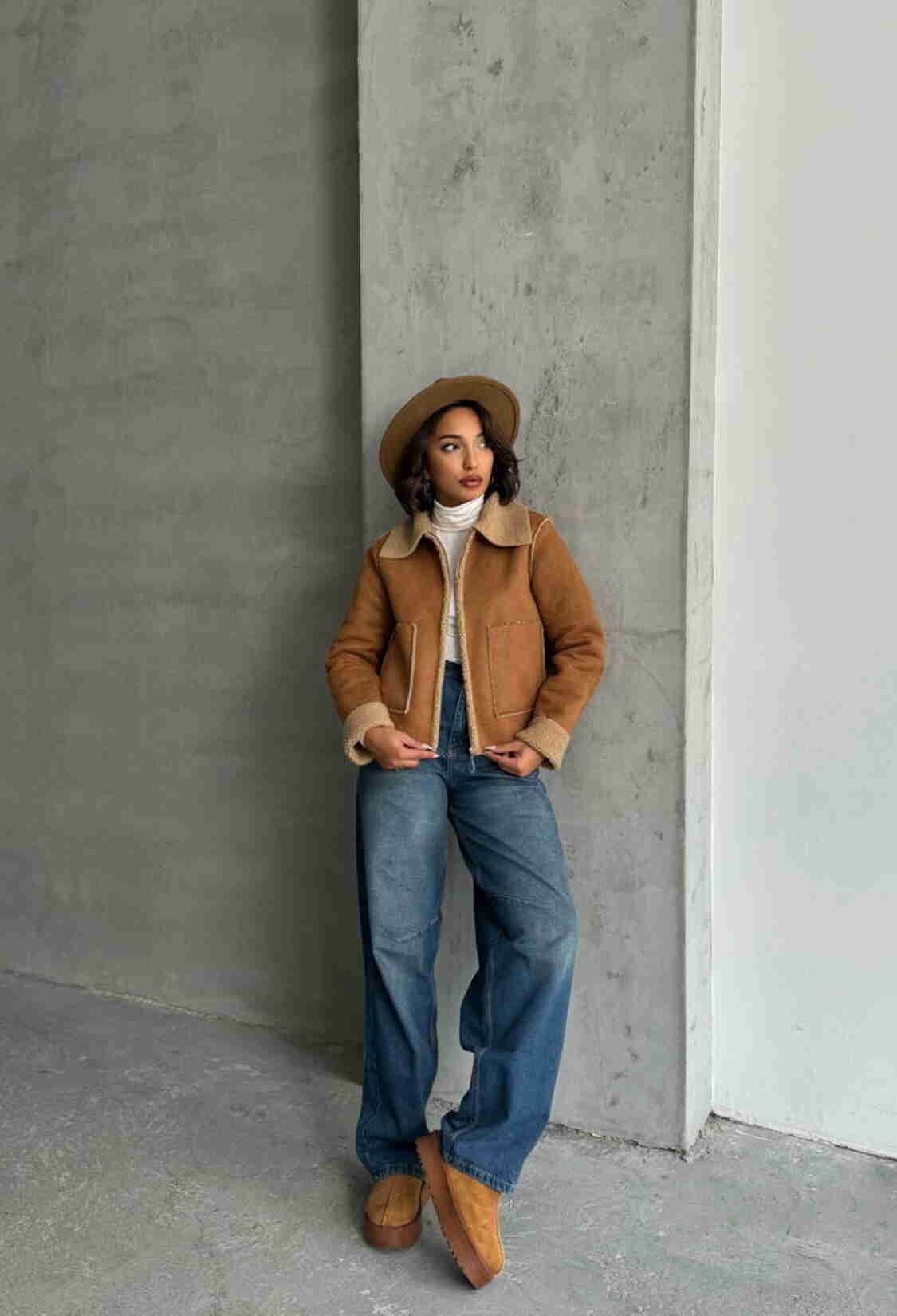 Suede Plush Coat - Tan - Brand: Topshow - Women & Kids, Baby Clothes Wholesale - TheBS Women