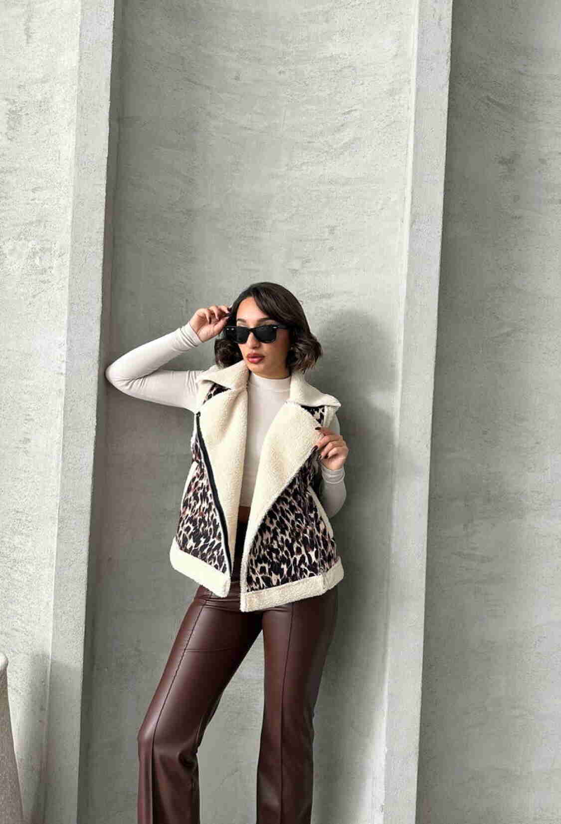 Leopard Print Plush Vest - Brand: Topshow - Women & Kids, Baby Clothes Wholesale - TheBS Women