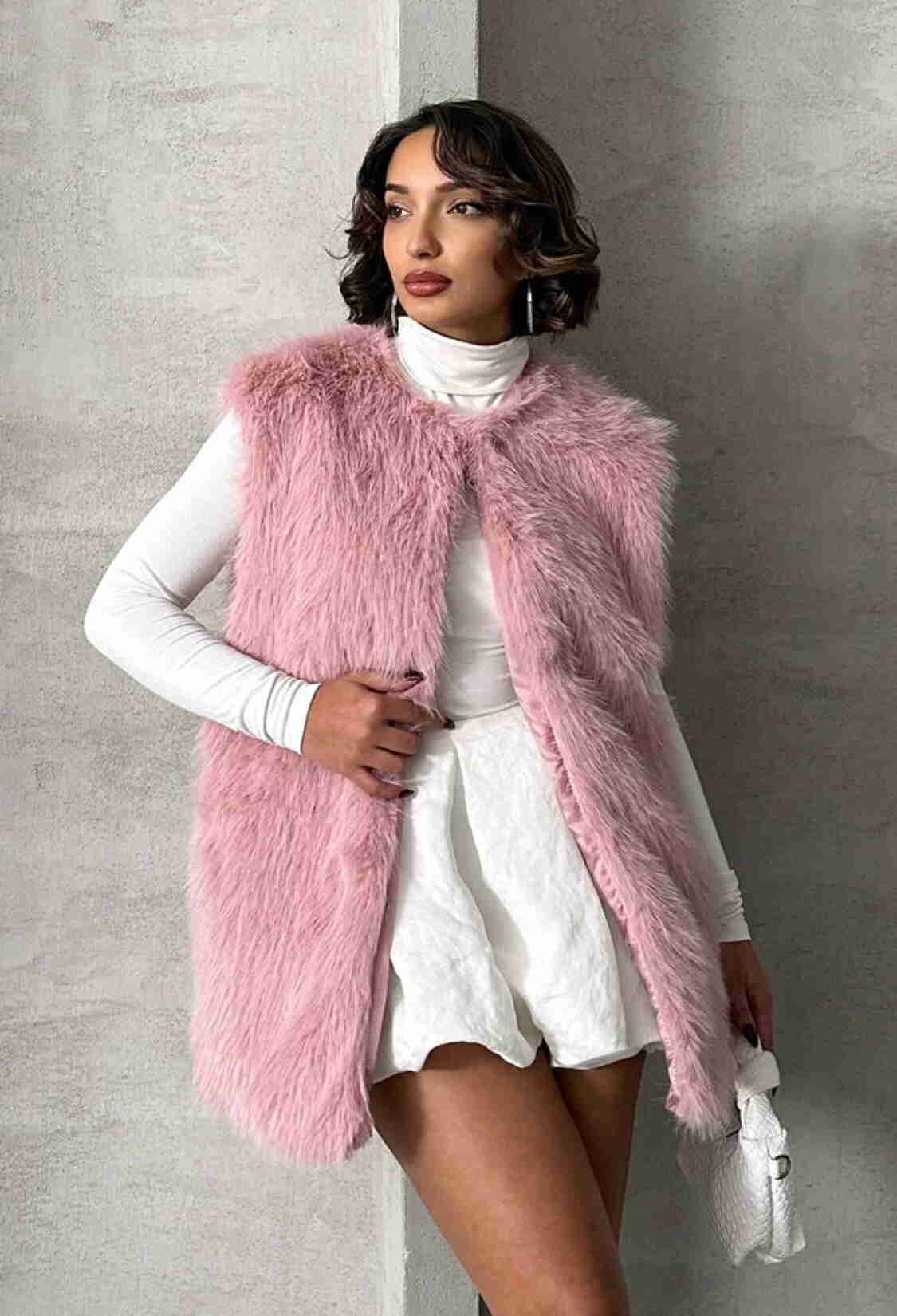 Furry Vest - Powder - Brand: Topshow - Women & Kids, Baby Clothes Wholesale - TheBS Women