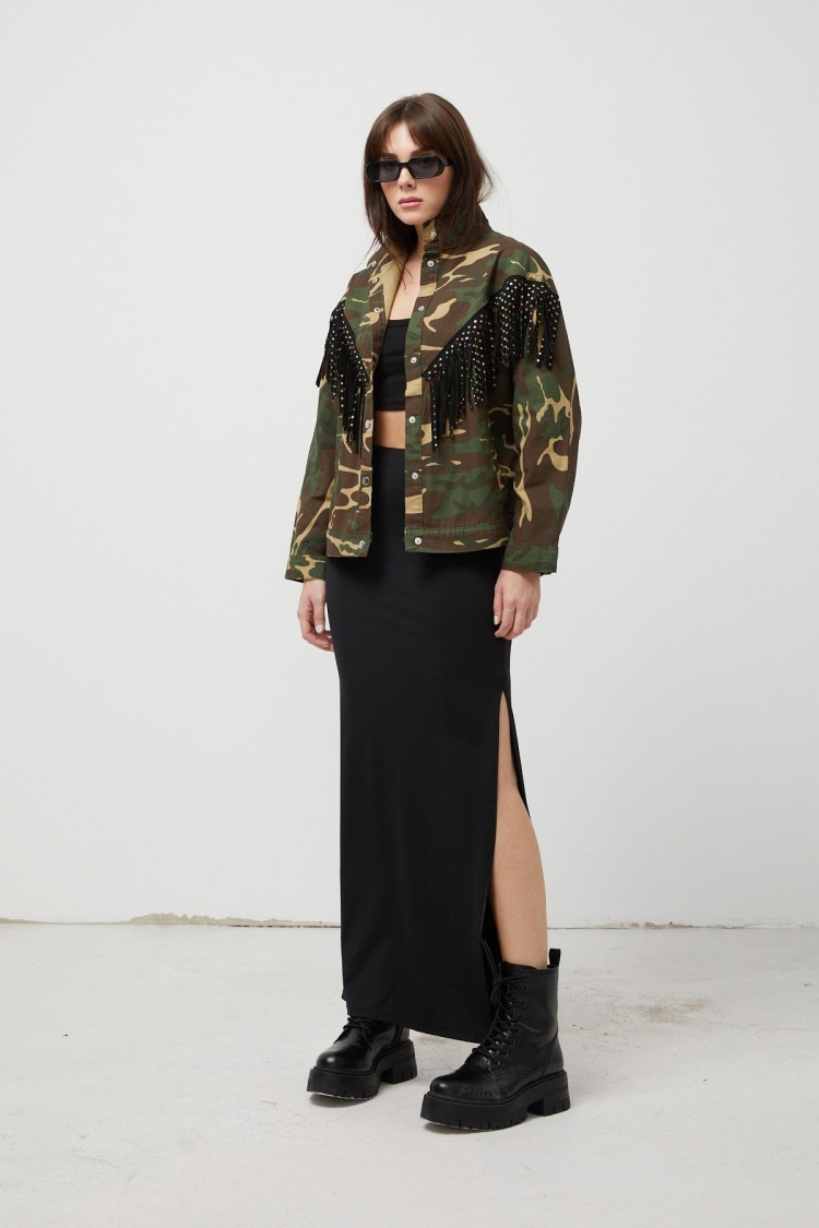 Gabardine Star Tassel Camouflage Pattern Women's Jacket Camouflage - Brand: Levure - Women & Kids, Baby Clothes Wholesale - TheBS Women