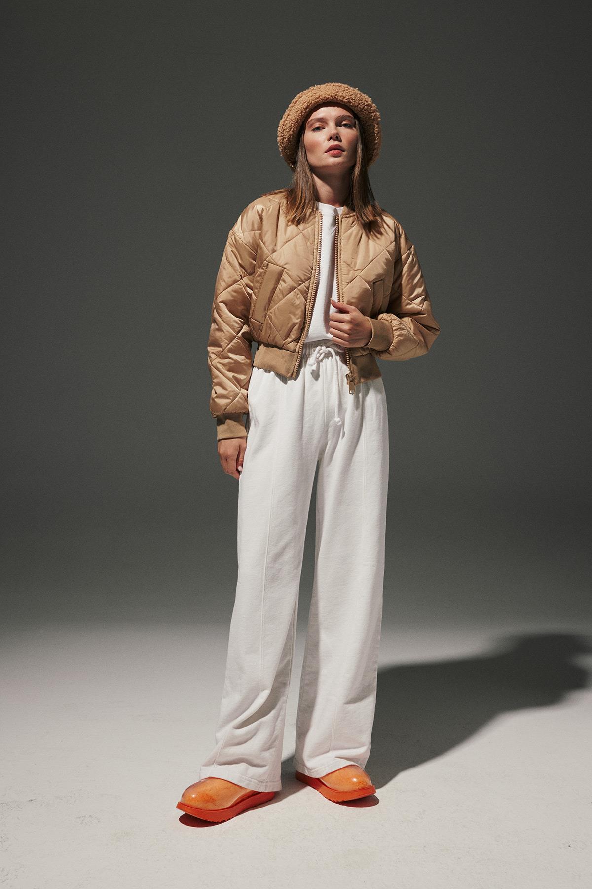 Polyester Fabric Ribbed Collar Diamond Pattern Short Bomber Coat – Brand: Levure – Women & Kids, Baby Clothes Wholesale – TheBS Women