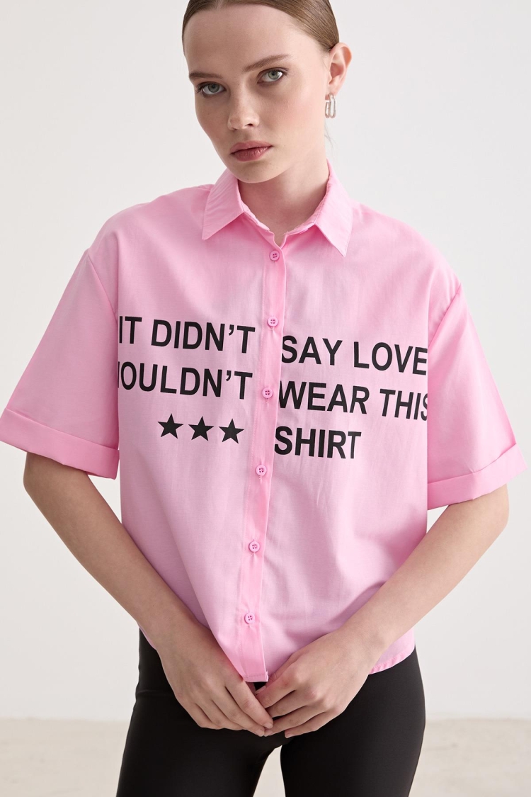 Print Detailed Oversize Shirt - Brand: Levure - Women & Kids, Baby Clothes Wholesale - TheBS Women