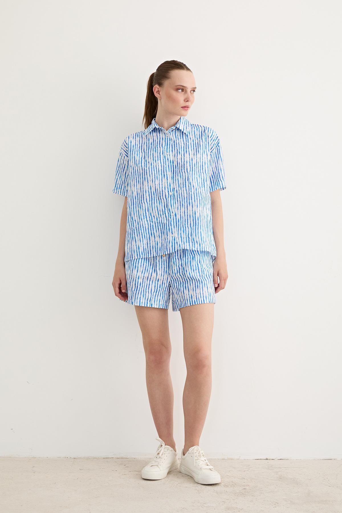 Oversize Striped Shirt Blue - Brand: Levure - Women & Kids, Baby Clothes Wholesale - TheBS Women
