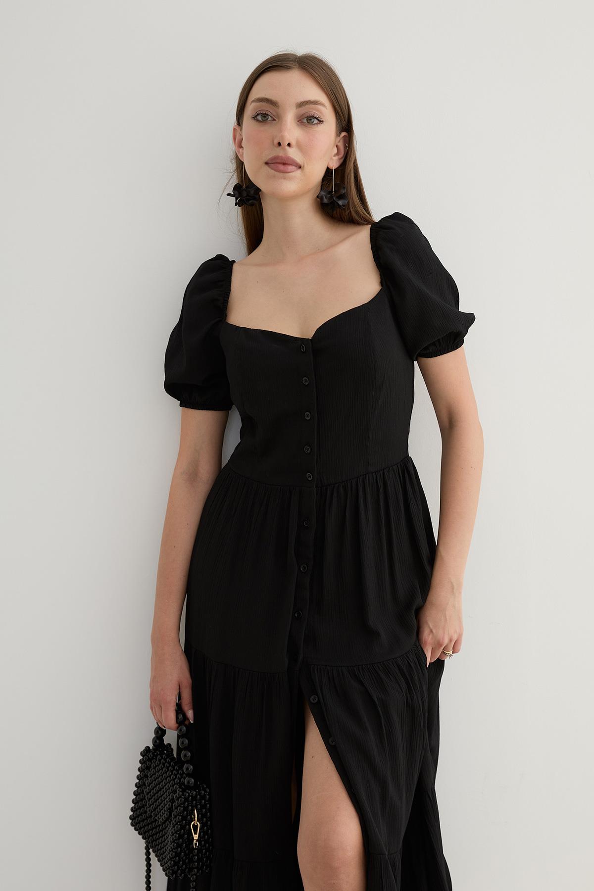 Women’s Short Sleeve Button Detailed Midi Dress – Brand: Levure – Women & Kids, Baby Clothes Wholesale – TheBS Women