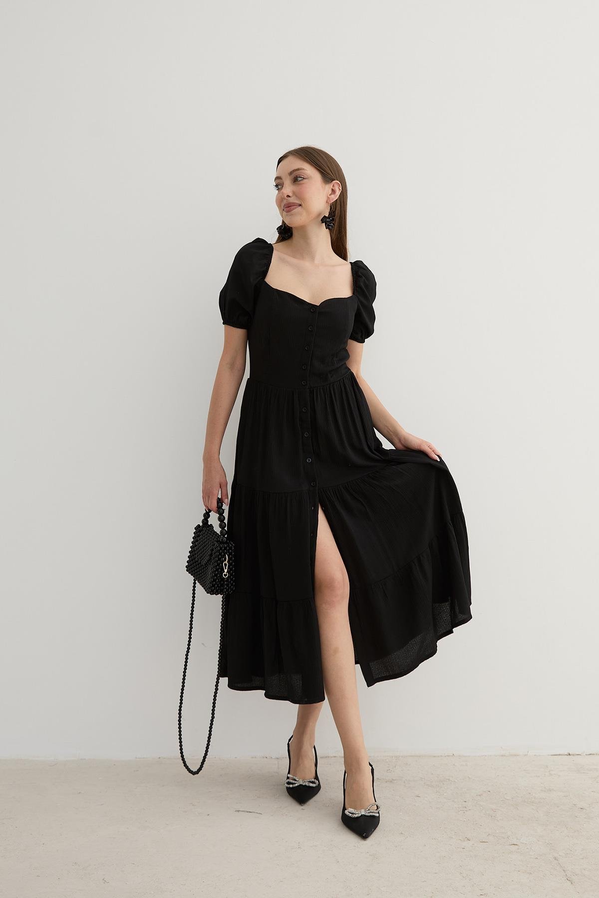 Women’s Short Sleeve Button Detailed Midi Dress – Brand: Levure – Women & Kids, Baby Clothes Wholesale – TheBS Women