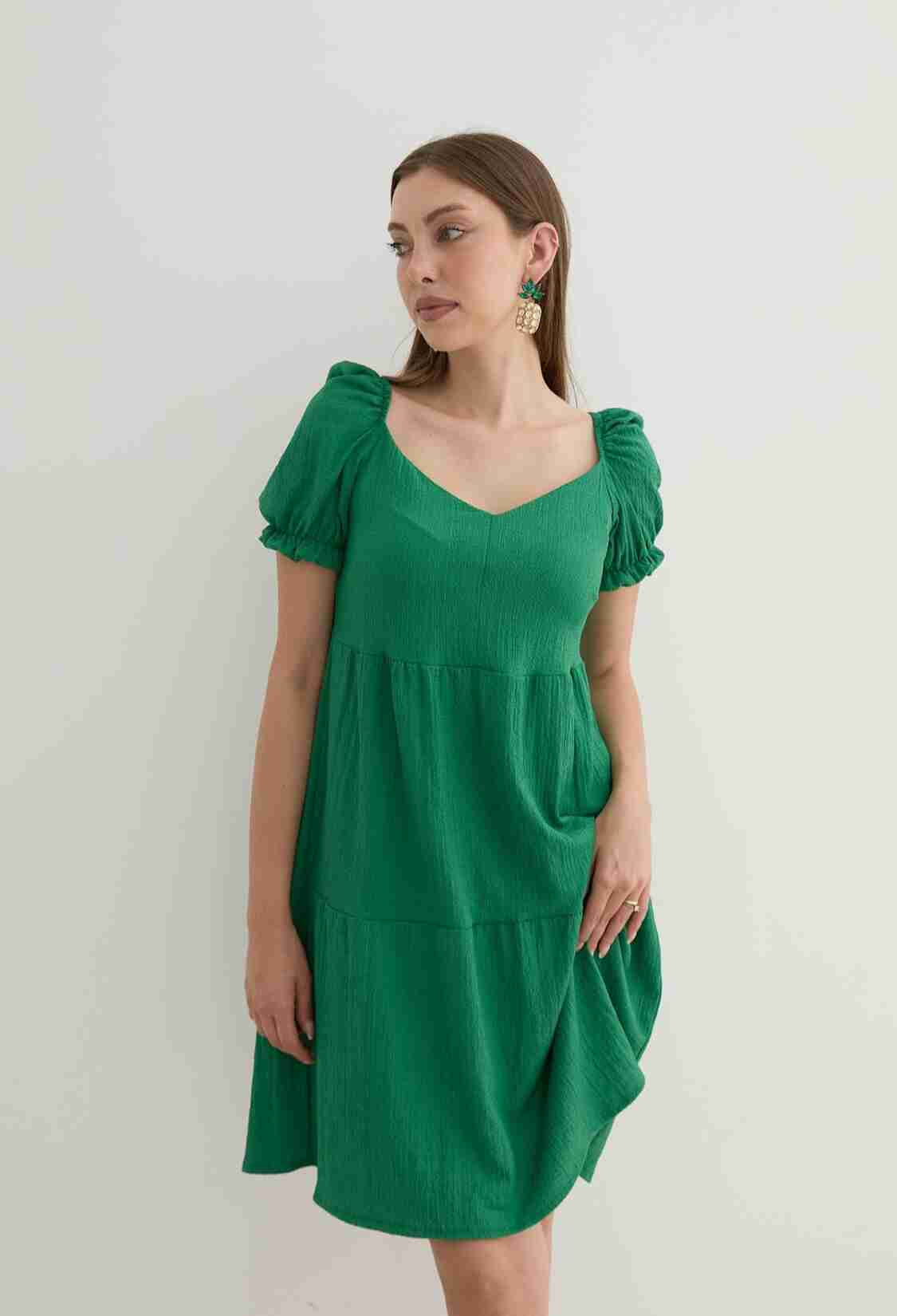 Watermelon Sleeve Detailed Short Dress - Brand: Levure - Women & Kids, Baby Clothes Wholesale - TheBS Women