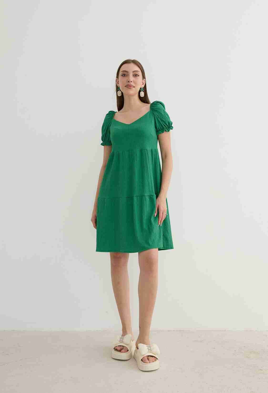 Watermelon Sleeve Detailed Short Dress - Brand: Levure - Women & Kids, Baby Clothes Wholesale - TheBS Women