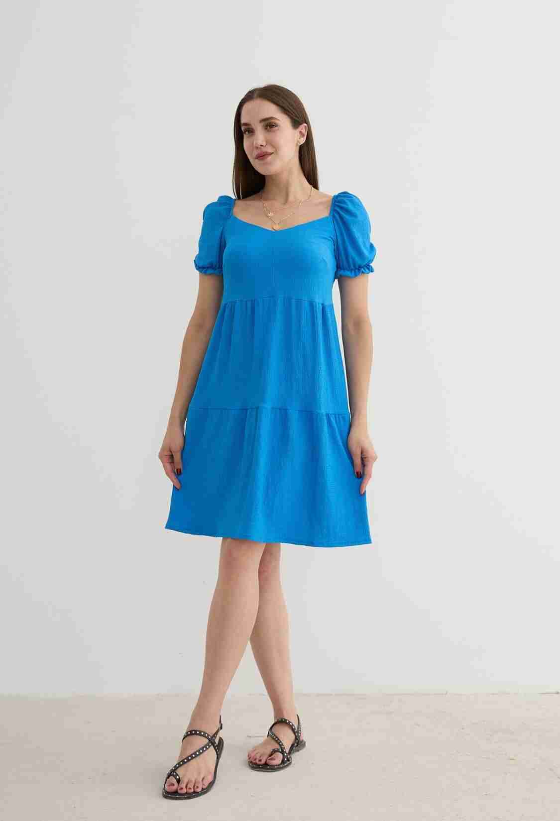 Watermelon Sleeve Detailed Short Dress Saks - Brand: Levure - Women & Kids, Baby Clothes Wholesale - TheBS Women