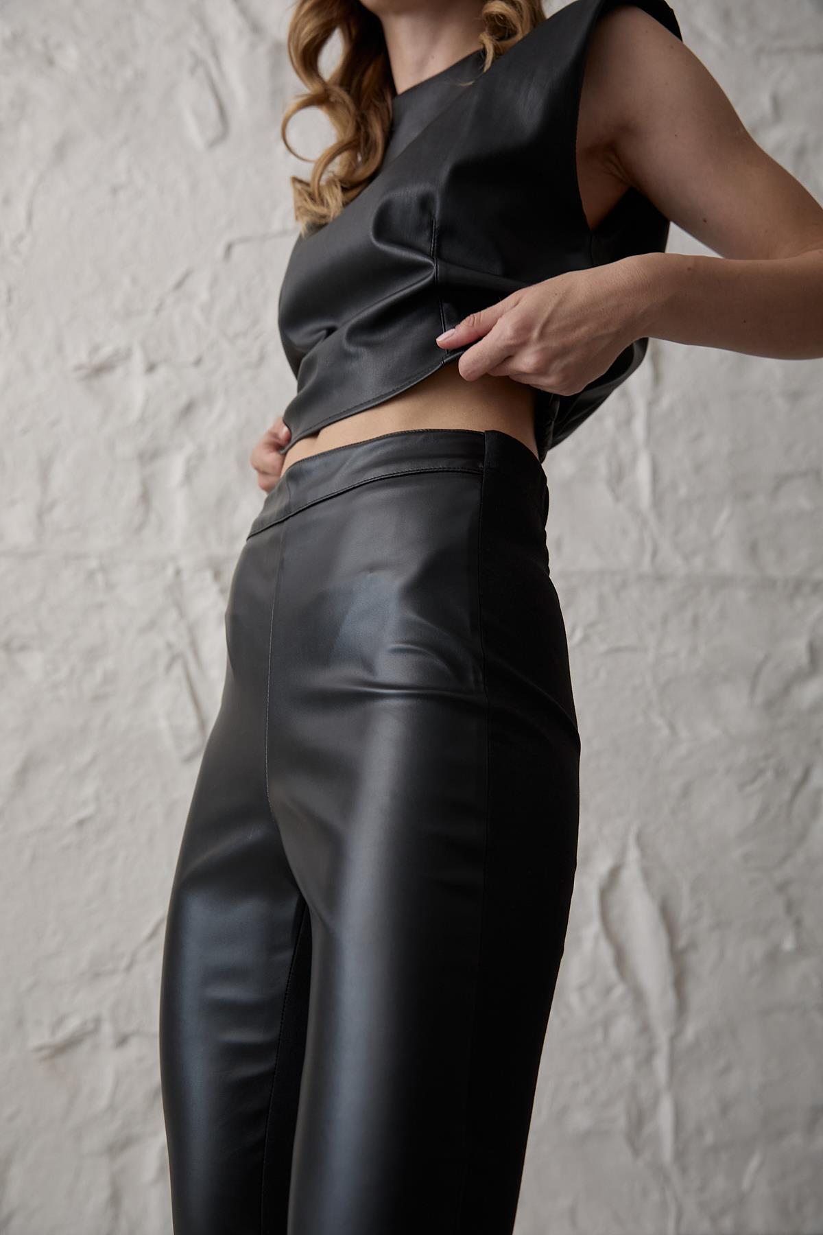 Women’s Elastic Long Leather Trousers Black – Brand: Levure – Women & Kids, Baby Clothes Wholesale – TheBS Women