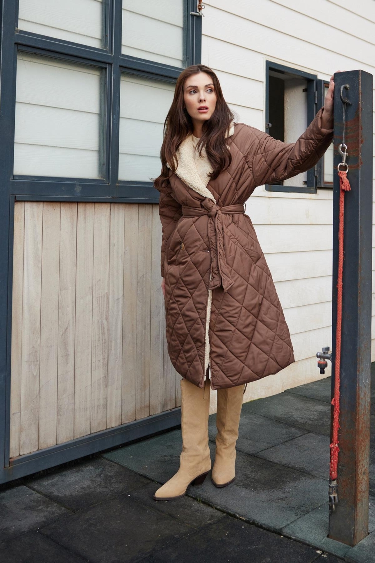 Faux Fur Collar Buttoned Quilted Coat - Brand: Levure - Women & Kids, Baby Clothes Wholesale - TheBS Women