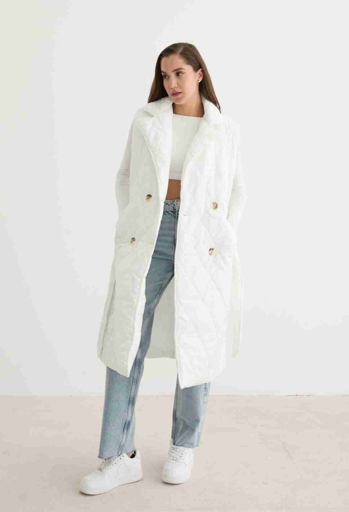 Quilted Vest With Button Front And Waist Belt Detail - Brand: Levure - Women & Kids, Baby Clothes Wholesale - TheBS Women