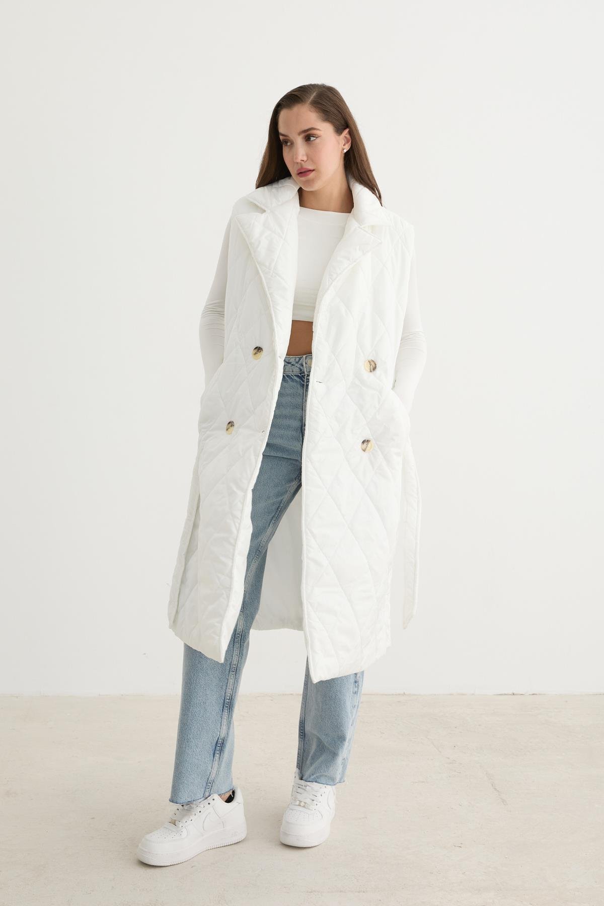 Quilted Vest With Button Front And Waist Belt Detail – Brand: Levure – Women & Kids, Baby Clothes Wholesale – TheBS Women