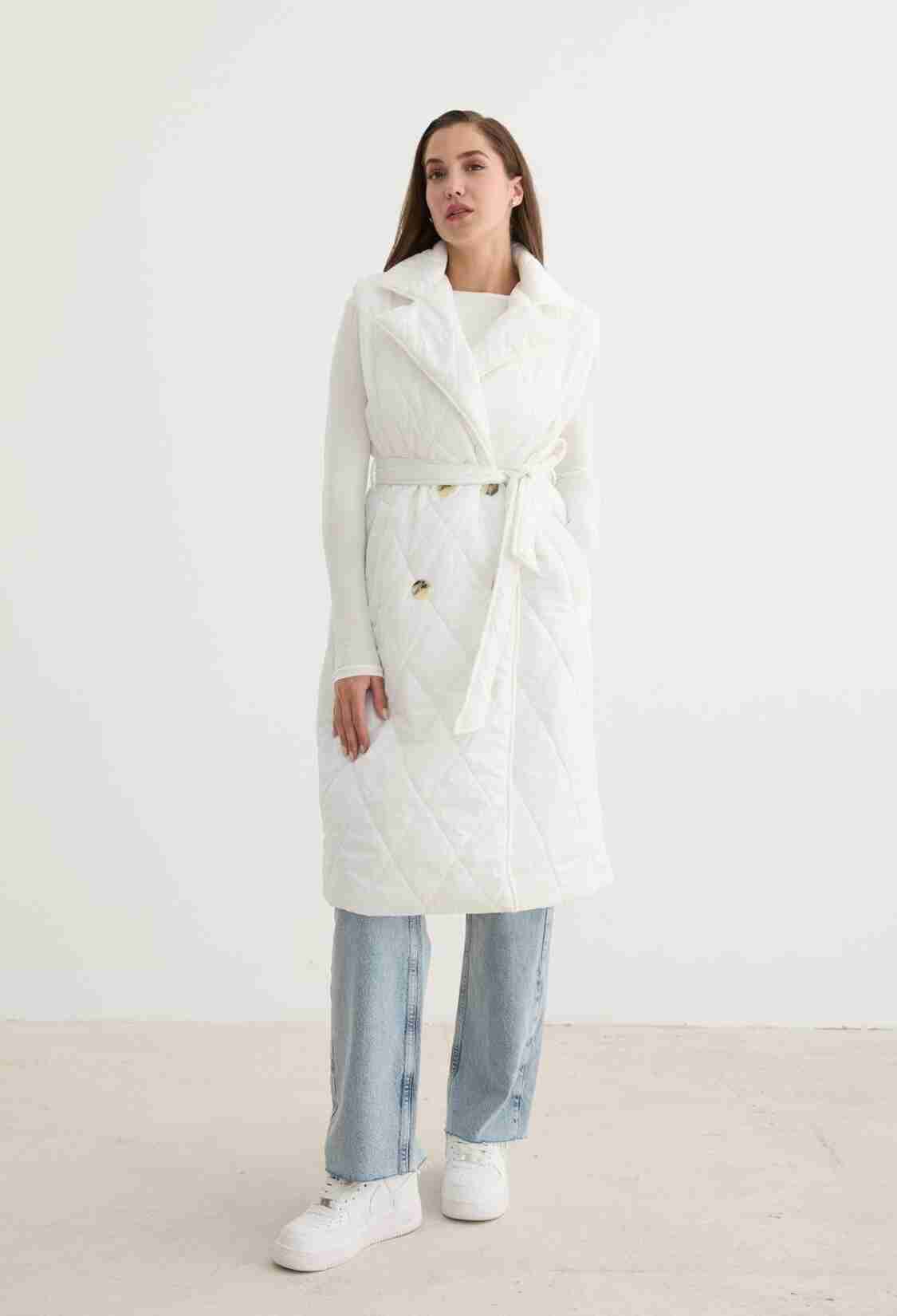 Quilted Vest With Button Front And Waist Belt Detail - Brand: Levure - Women & Kids, Baby Clothes Wholesale - TheBS Women