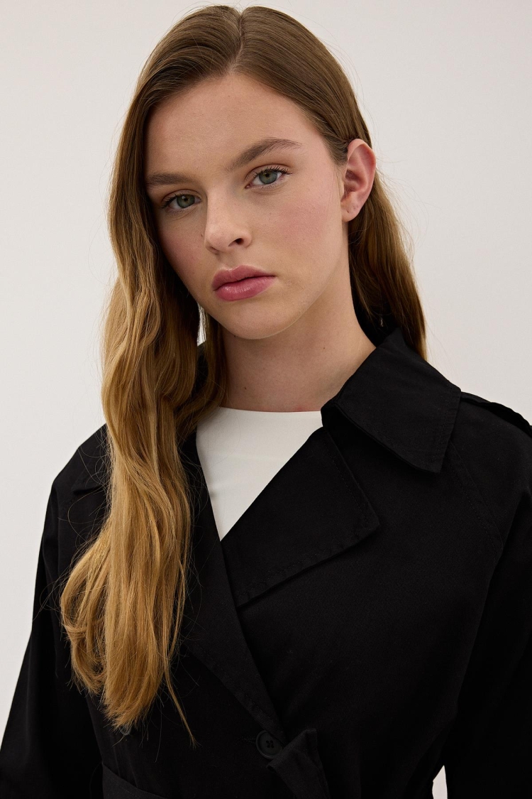 Button Detailed Gabardine Trench Coat - Brand: Levure - Women & Kids, Baby Clothes Wholesale - TheBS Women