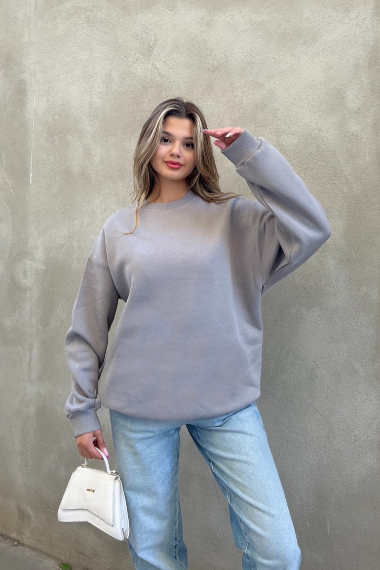 Basic Crew Neck Oversize Sweatshirt - Brand: la & vetta - Women & Kids, Baby Clothes Wholesale - TheBS Women