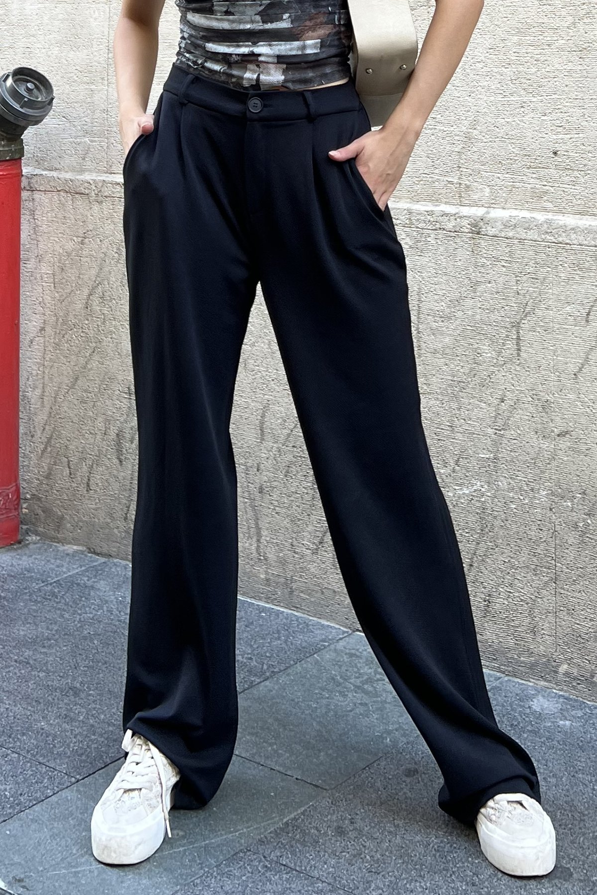 Pleated Loose Cut Trousers - Black - Brand: la & vetta - Women & Kids, Baby Clothes Wholesale - TheBS Women
