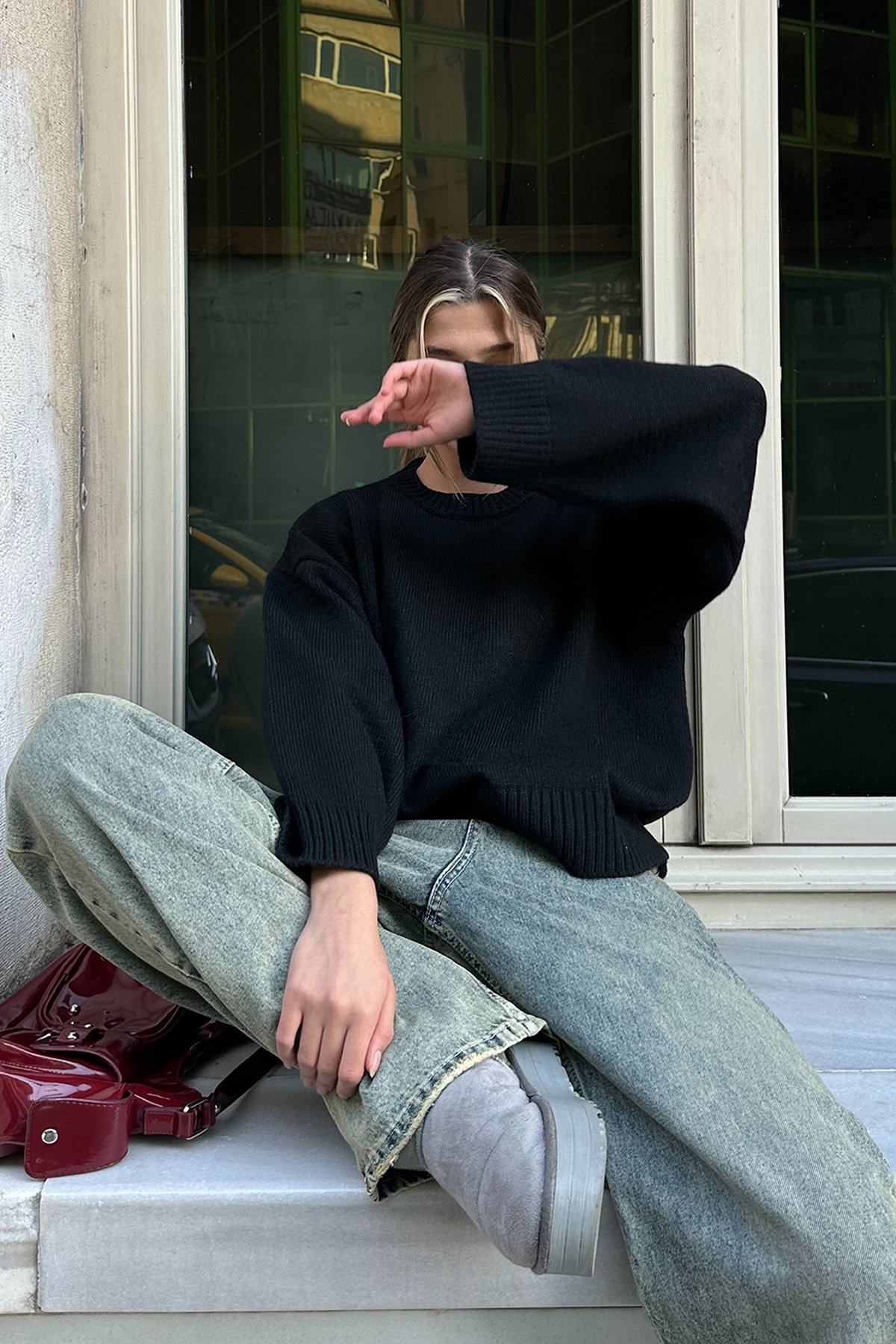 Crew Neck Oversize Knitted Sweater - Brand: la & vetta - Women & Kids, Baby Clothes Wholesale - TheBS Women