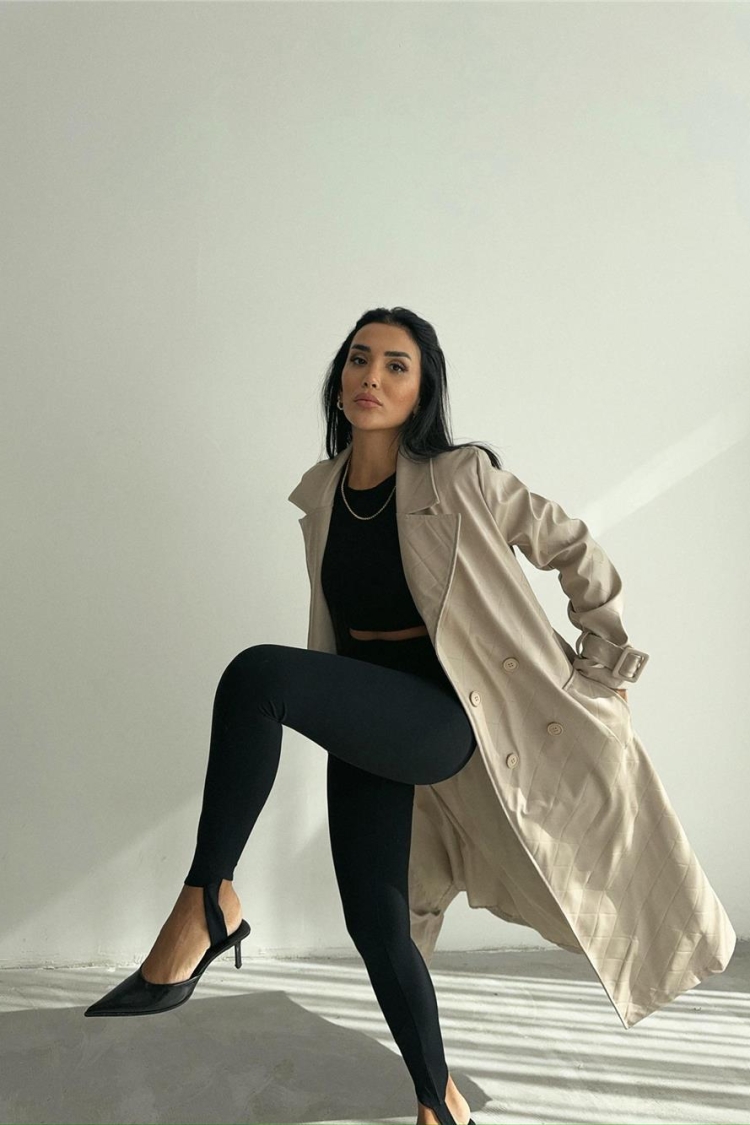 Quilted Leather Trench Coat - Brand: Ello - Women & Kids, Baby Clothes Wholesale - TheBS Women
