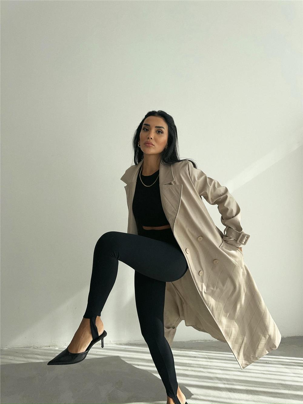 Quilted Leather Trench Coat - Brand: Ello - Women & Kids, Baby Clothes Wholesale - TheBS Women
