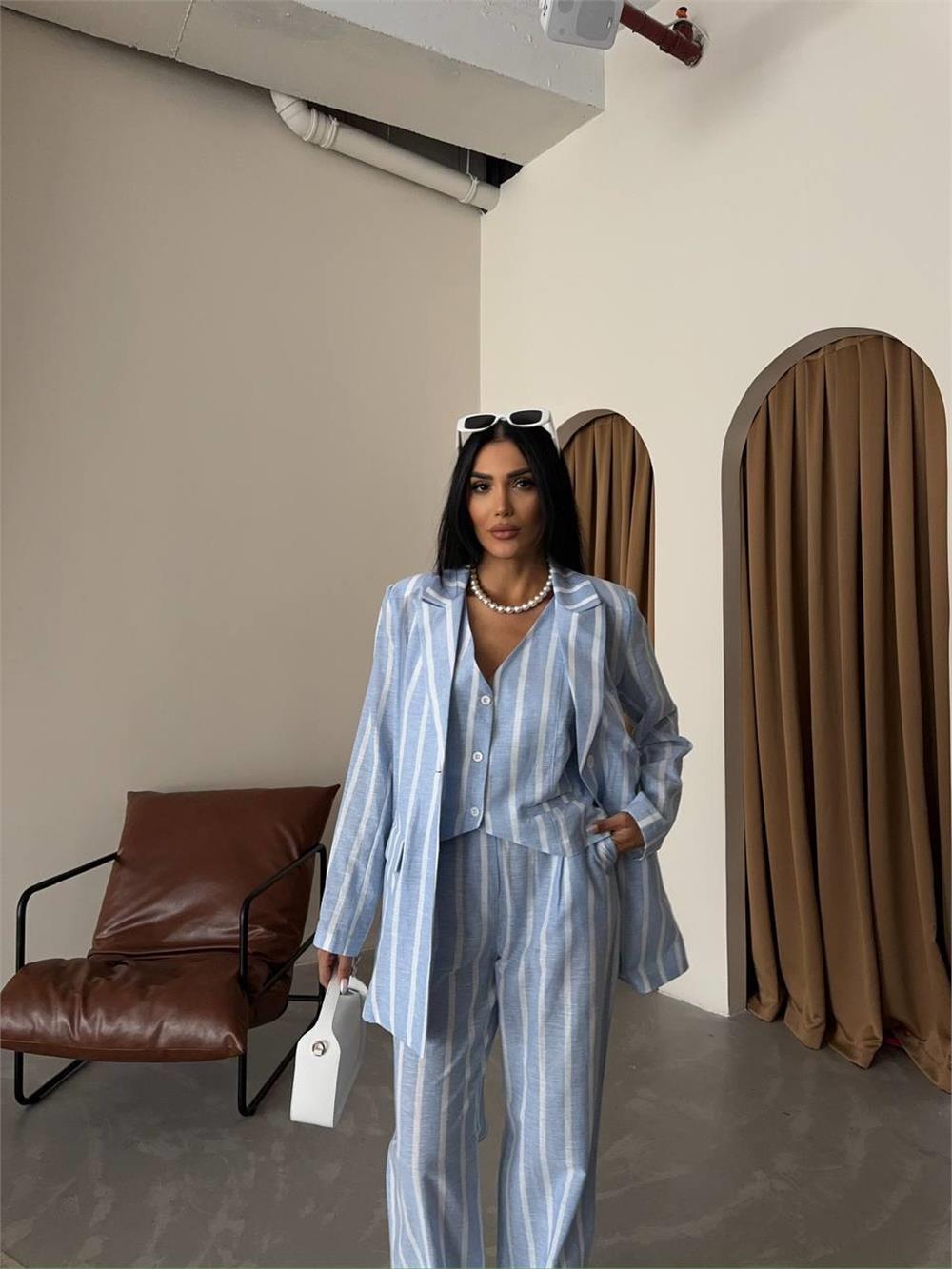 Striped Linen Jacket - Brand: Ello - Women & Kids, Baby Clothes Wholesale - TheBS Women