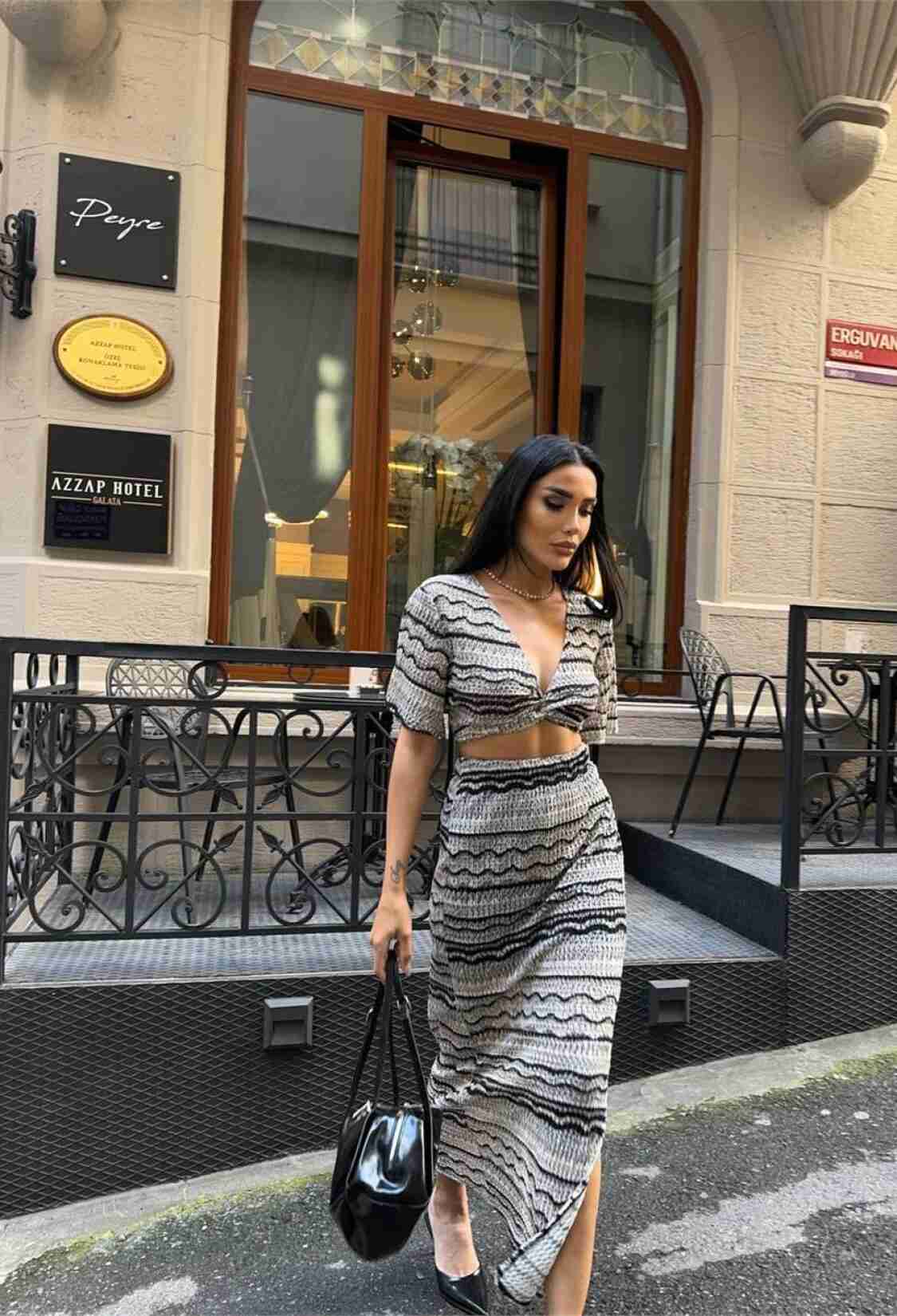 Fishnet Lace Slit Skirt Set - Gray - Brand: Ello - Women & Kids, Baby Clothes Wholesale - TheBS Women