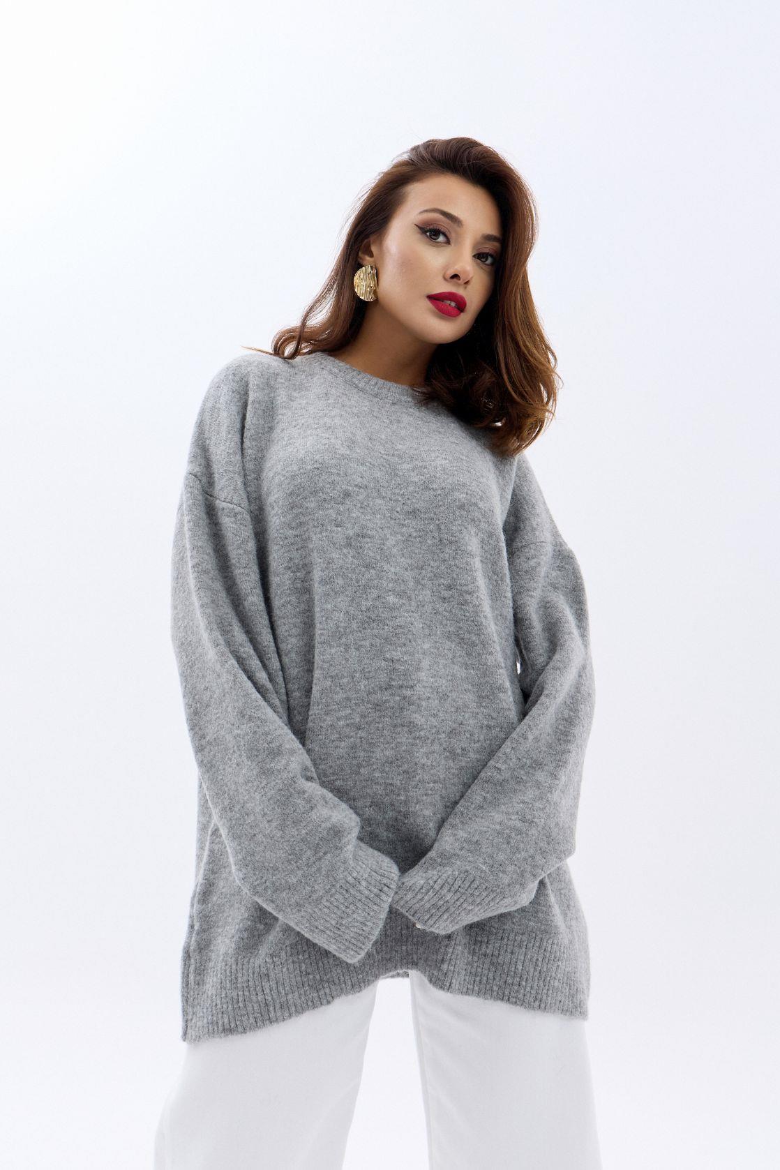 Knitwear Zero Collar Casual Sweater - Gray - Brand: Fame - Women & Kids, Baby Clothes Wholesale - TheBS Women