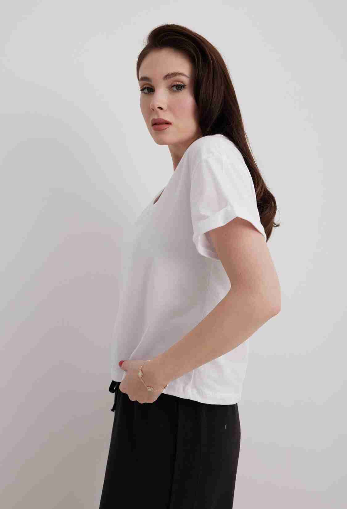 V-Neck Sleeve Folded Women's Tshirt - Brand: Levure - Women & Kids, Baby Clothes Wholesale - TheBS Women