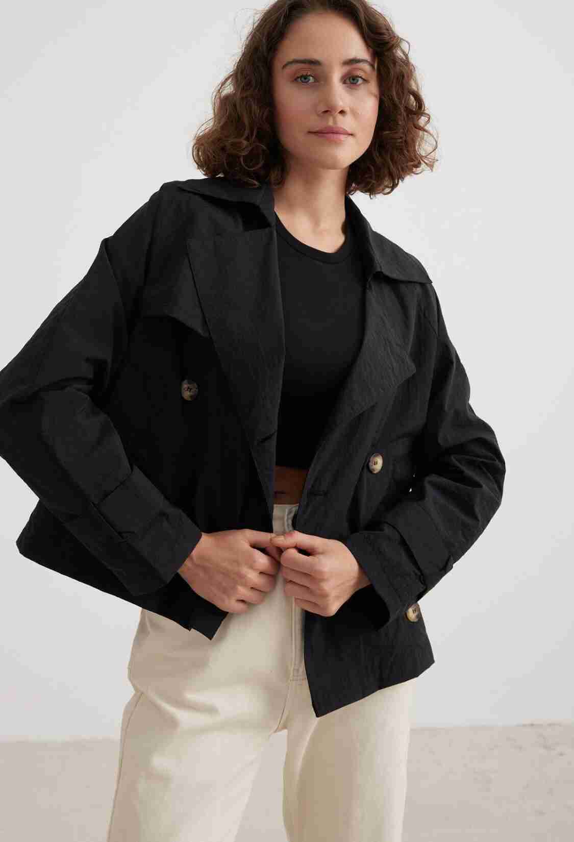 Women's Short Trench Coat - Brand: Levure - Women & Kids, Baby Clothes Wholesale - TheBS Women