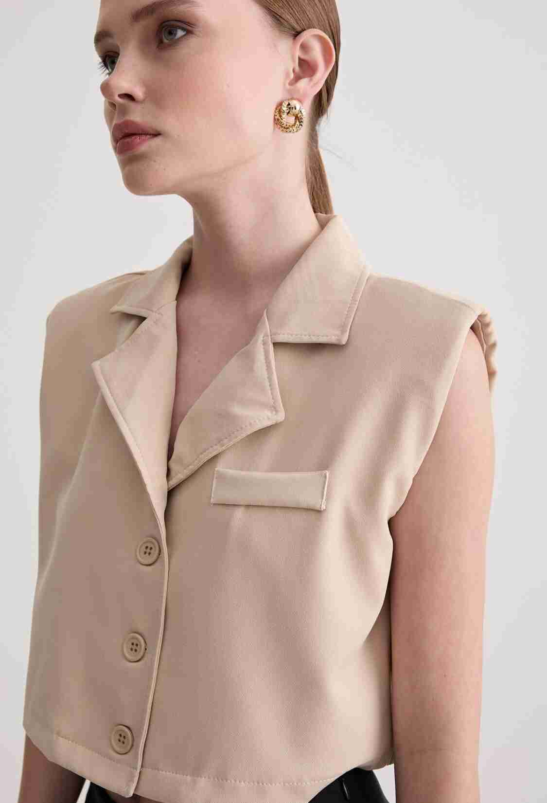 Vest With Padding Detail On Shoulders - Brand: Levure - Women & Kids, Baby Clothes Wholesale - TheBS Women