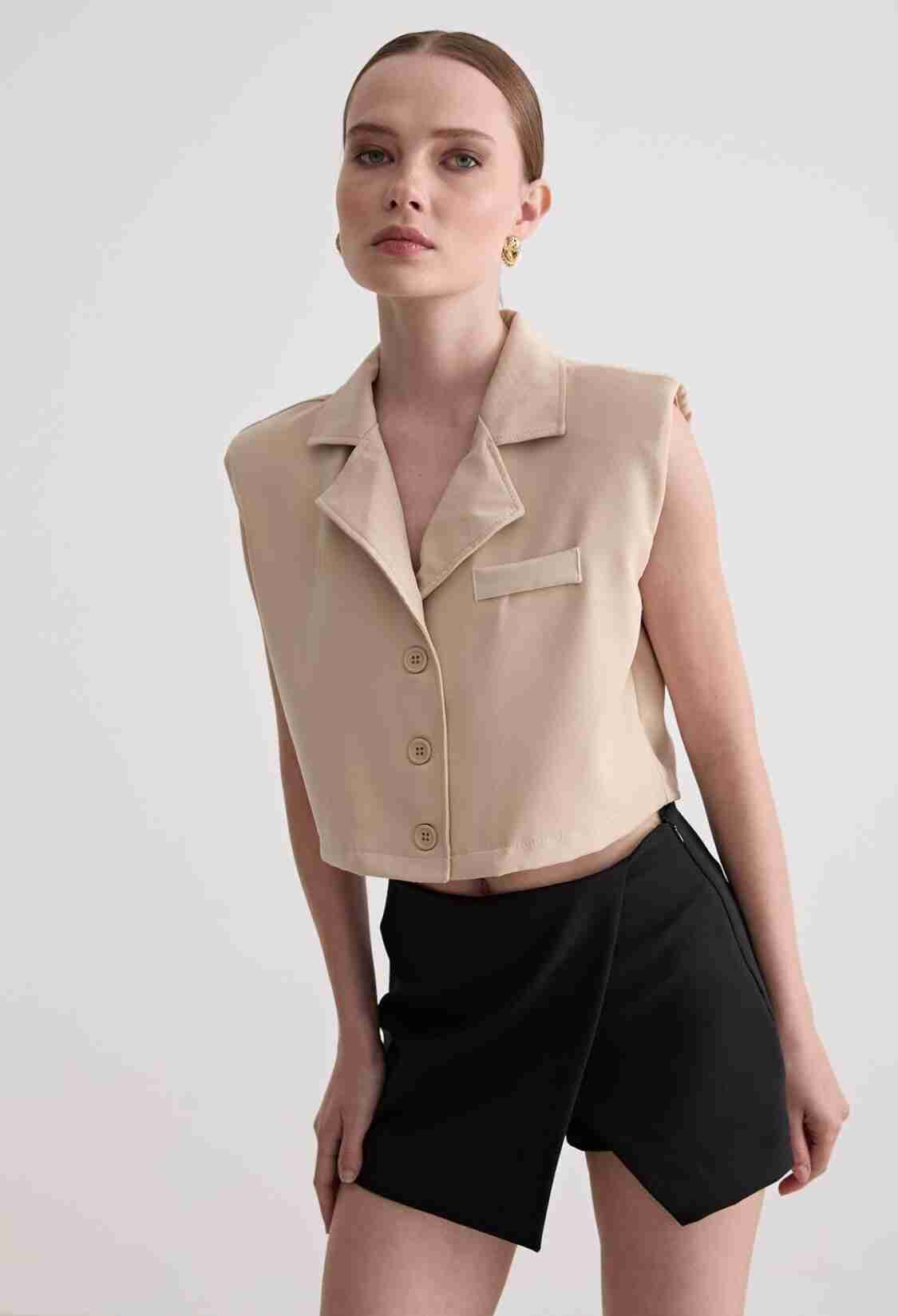 Vest With Padding Detail On Shoulders - Brand: Levure - Women & Kids, Baby Clothes Wholesale - TheBS Women