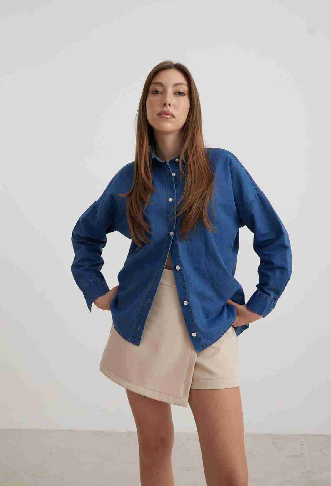 Button Detailed Denim Shirt - Brand: Levure - Women & Kids, Baby Clothes Wholesale - TheBS Women