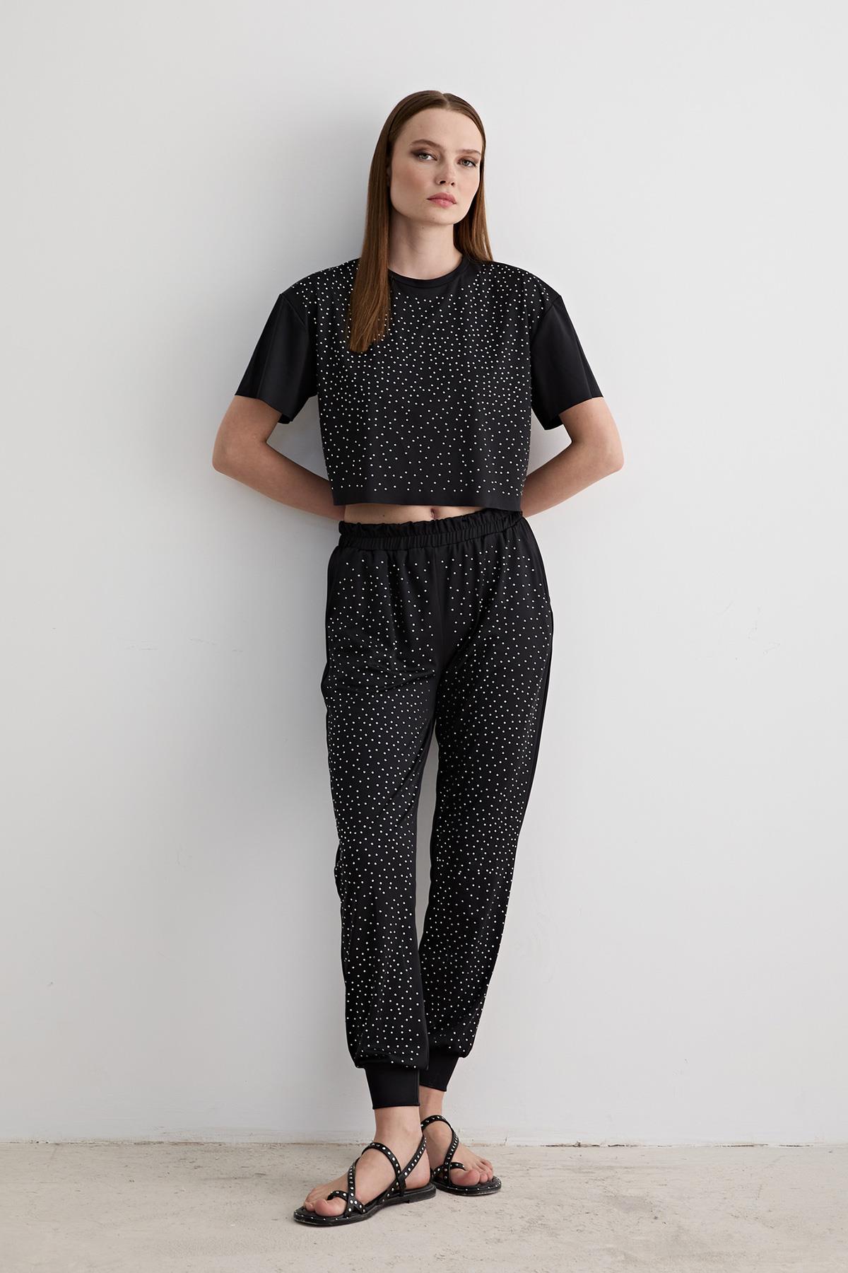 Stone Detailed Elastic Trousers - Brand: Levure - Women & Kids, Baby Clothes Wholesale - TheBS Women