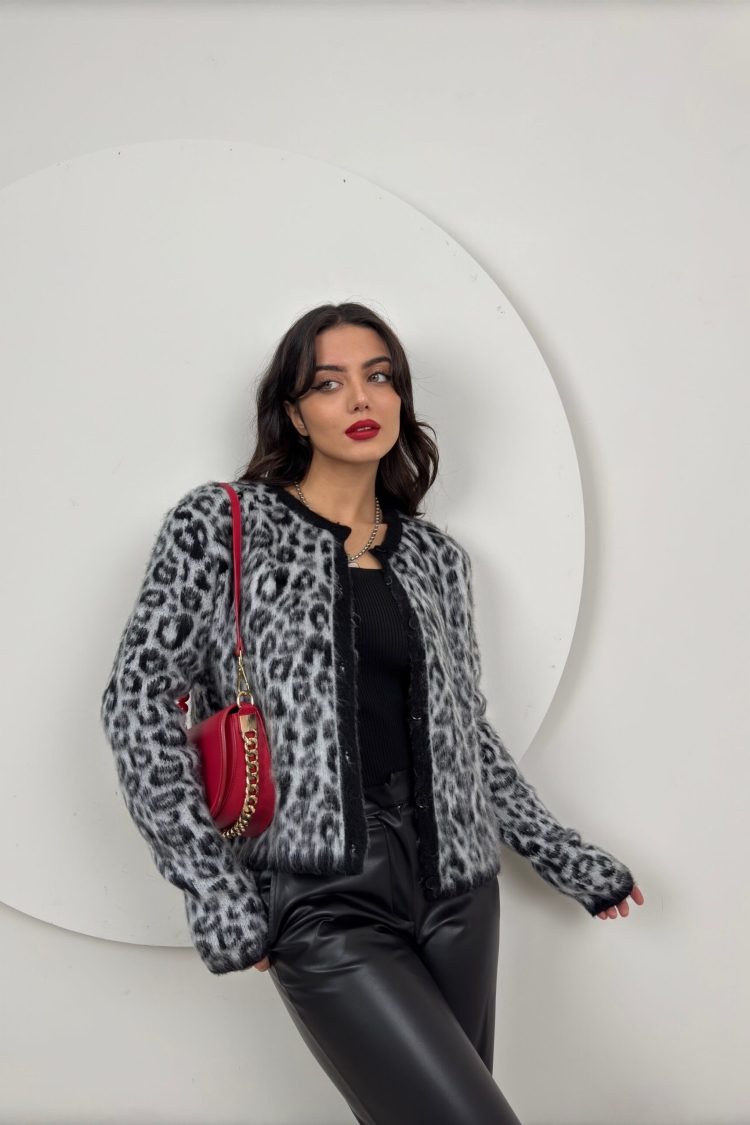 Leopard Print Knitwear Cardigan - Multicolor - Brand: Miss Janell - Women & Kids, Baby Clothes Wholesale - TheBS Women