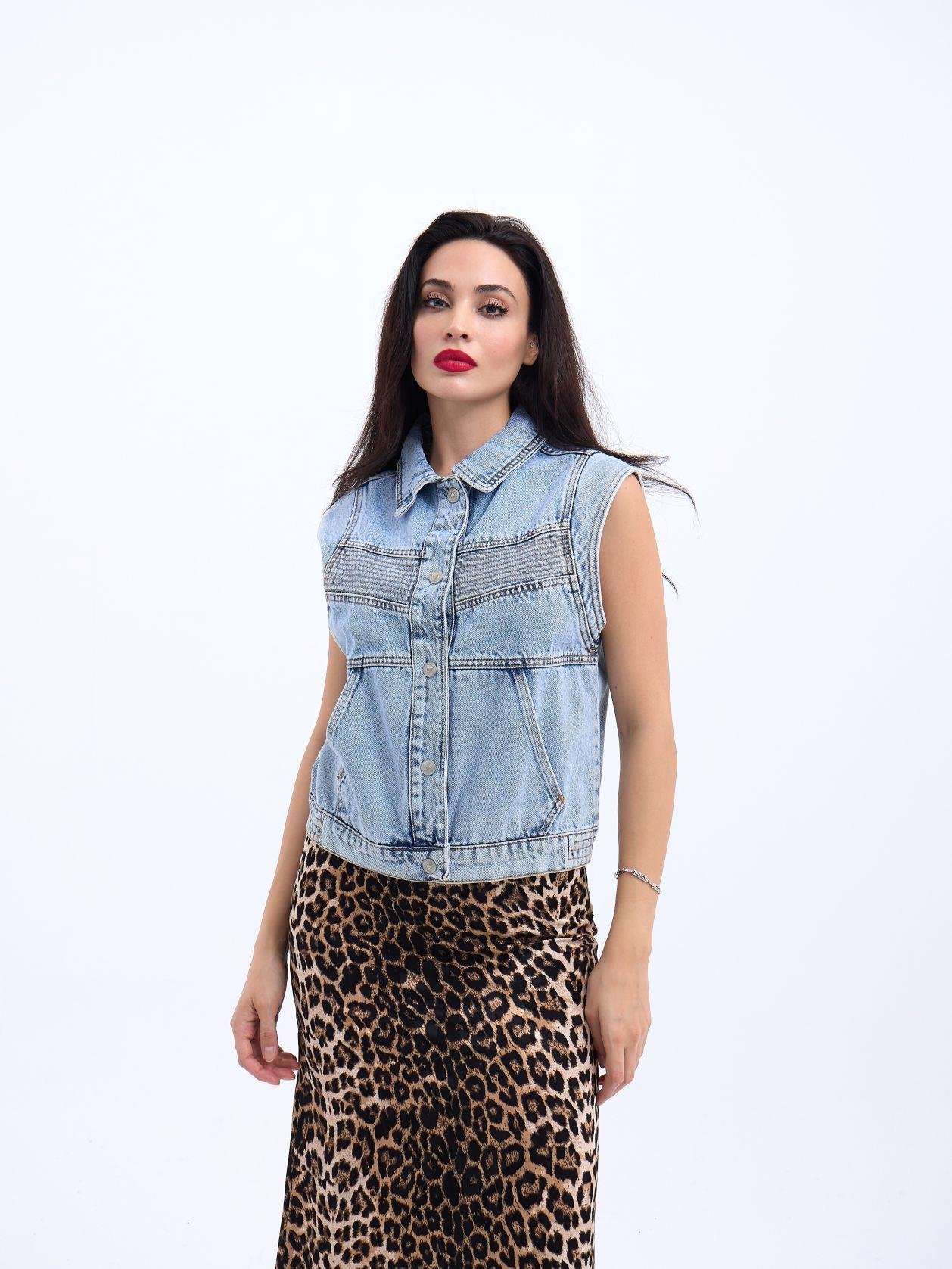 Denim Vest - Blue - Brand: Fame - Women & Kids, Baby Clothes Wholesale - TheBS Women